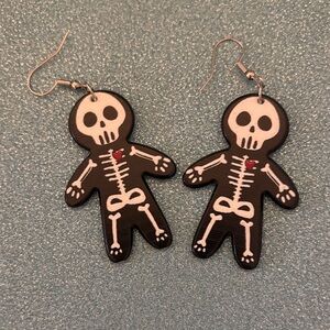 Skeleton Earrings with Heart Detail